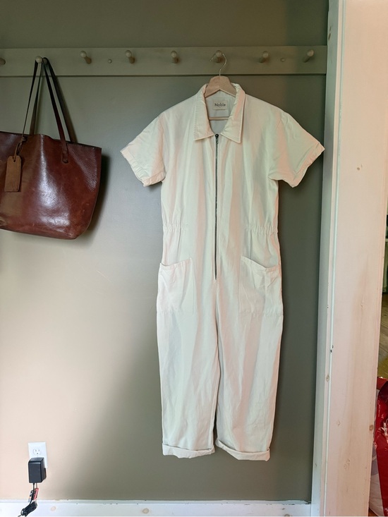 Noble Pants - Noble U Cream Short-Sleeve Zip Front Utility Jumpsuit